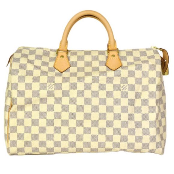 Louis Vuitton Speedy 35 Handbag Damier Azur Gold Hardware - Picture 4 of 8
